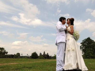 特別な時間!世界遺産アンコールワットでの結婚式写真撮影!(往復送迎・日本語ガイド付)